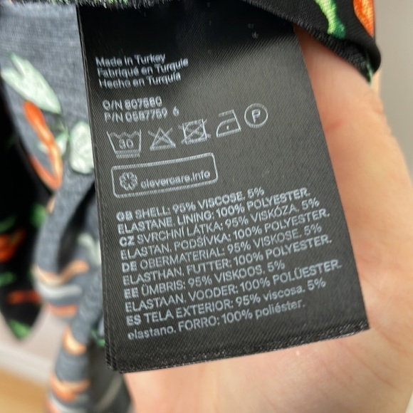 H&M asymmetric ruffle cherry print black dress - Picture 9 of 10